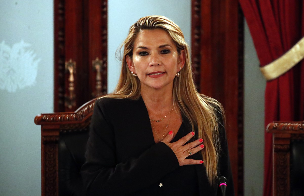 The Senate's second vice president and opposition politician Jeanine Anez declares herself the country's interim president during a session at Congress, in La Paz, Bolivia, Tuesday, Nov. 12, ...