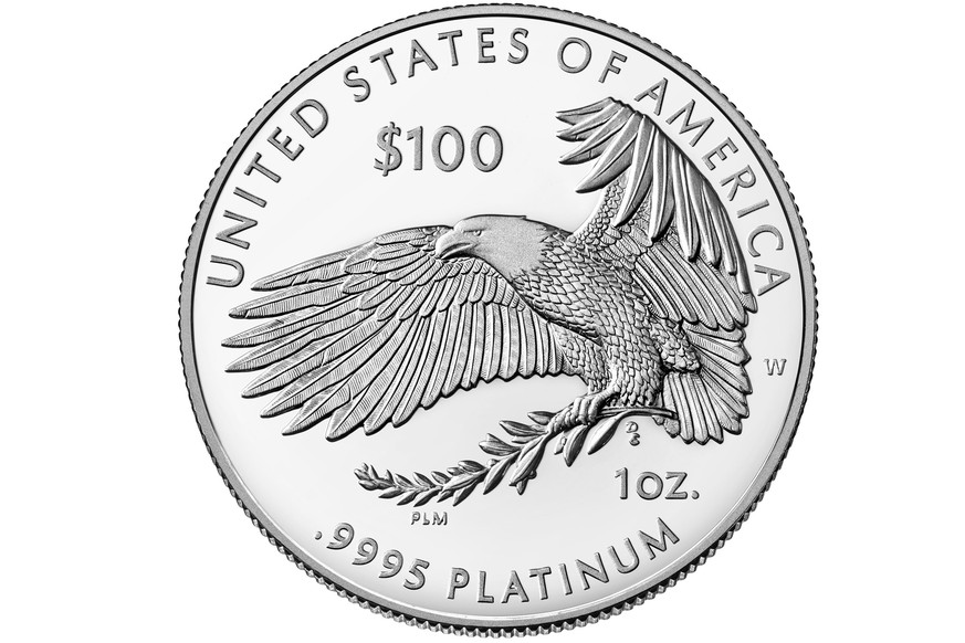 This image provided by the U.S. Mint, the reverse of the 2021 American Eagle Platinum One Ounce Proof Coin - Freedom of Religion, is photographed in Washington. It would be the token of all tokens: a  ...