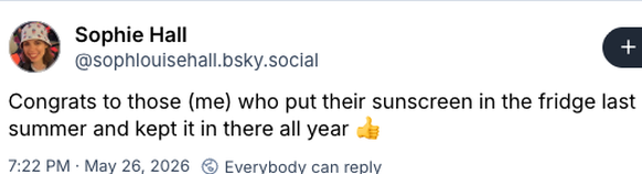 British heatwave May 2026

https://bsky.app/profile/did:plc:b3sww2lvoprgdz56qtd4nbdz/post/3mmqtrx6ipk2v?ref_src=embed