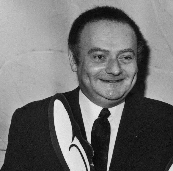 FRANCE - NOVEMBER 16: The French Scriptwriter Rene Goscinny And Illustrator Albert Uderzo Holding A Huge Drawing Of The Comic-Strip Heroe Asterix, One Of Its Adventure Was Adapted Into A Movie On Nove ...