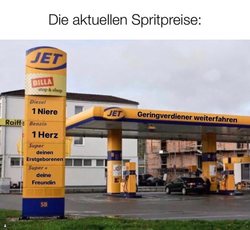 Lustige Meme zu Benzinpreisen