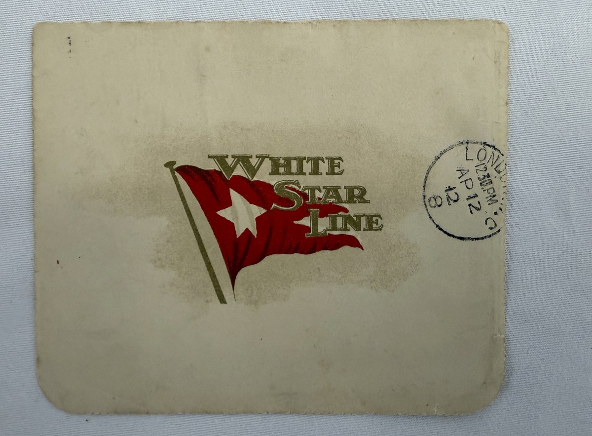 This undated handout picture provided by the auctioneers Henry Aldridge &amp; Son, England, shows a lettercard, penned by one of the Titanic's most well-known survivors from onboard the ship days ...