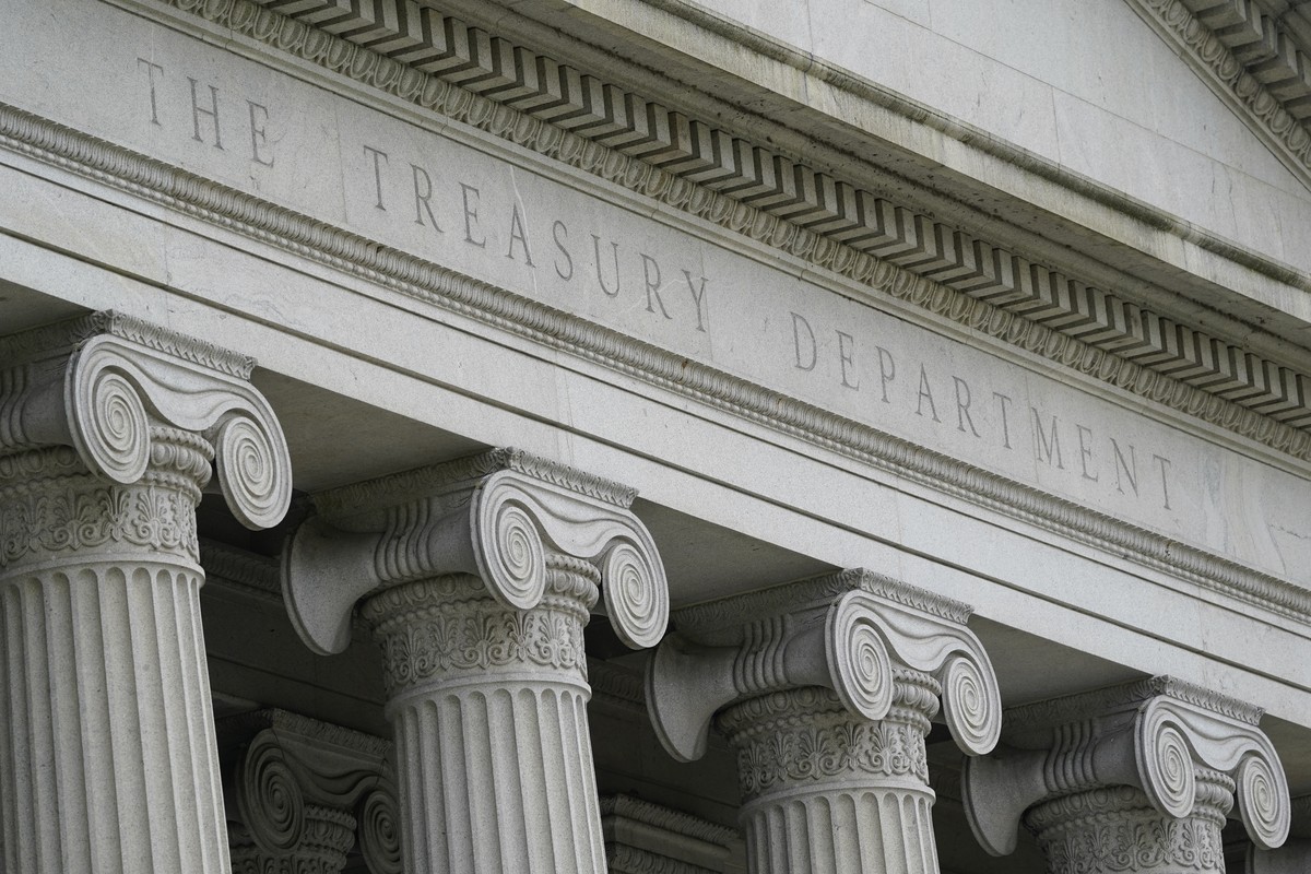 FILE - The Treasury Building is viewed in Washington, May 4, 2021. The Treasury Department has fleshed out its proposed rule that would restrict and monitor U.S. investments in China for artificial in ...