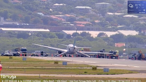 Der «Princess Juliana International Airport» auf Sint Maarten ist am 8. September geschlossen, nachdem tags zuvor das Fahrwerk einer Boeing von Westjet bei der Landung durchgebrochen war.