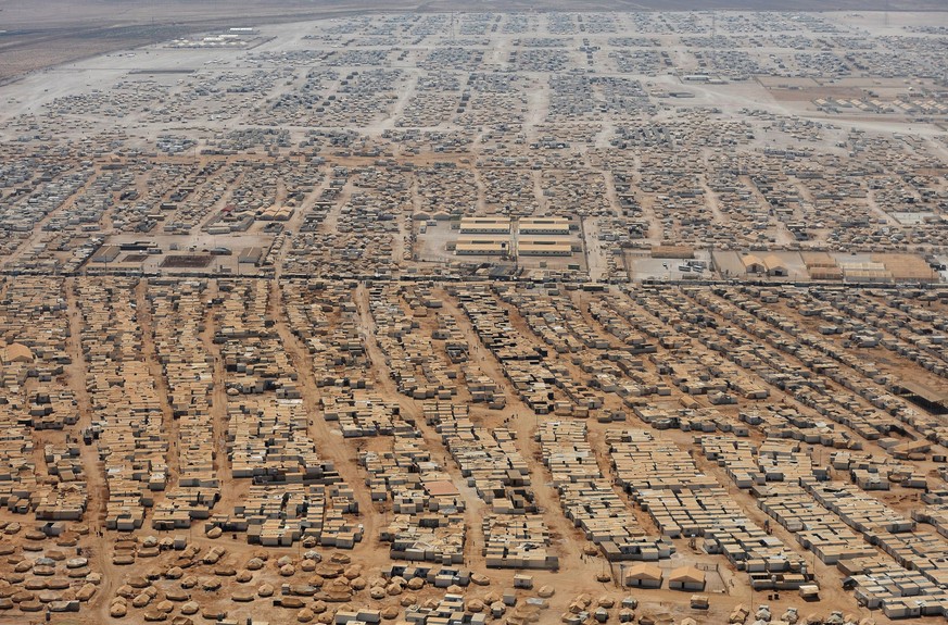 Das Zaatari Flüchtlingslager in der Nähe der jordanischen Stadt Mafraq, zehn Kilometer von der syrisch-jordanischen Grenze entfernt.