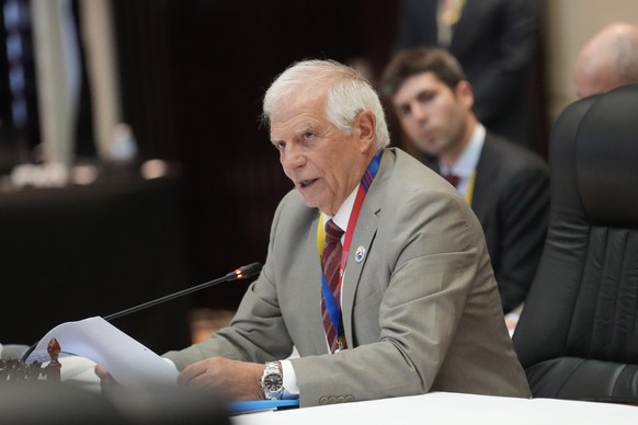European Union foreign policy chief Josep Borrell speaks during ASEAN Post Ministerial Conference with European Union at the Association of Southeast Asian Nations (ASEAN) Foreign Ministers&#039; Meet ...