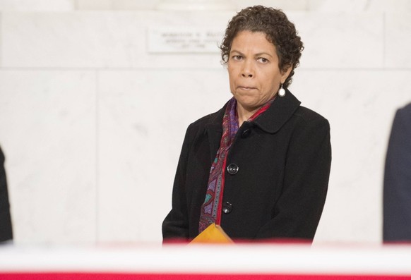 Feb. 19, 2016 - Washington, DC, U.S. - US District Judge TANYA S. CHUTKAN pays her respects at the U.S. Supreme Court as the body of former Justice Antonin Scalia lies in repose in the court s Great H ...