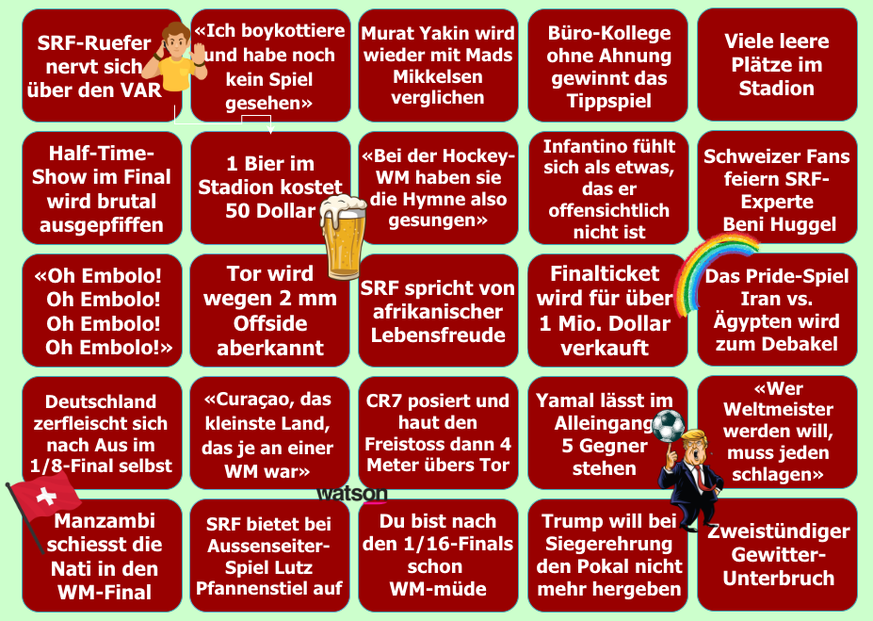 Fussball-WM 2026: Bullshit-Bingo zur Nati, Infantino, Ronaldo etc.