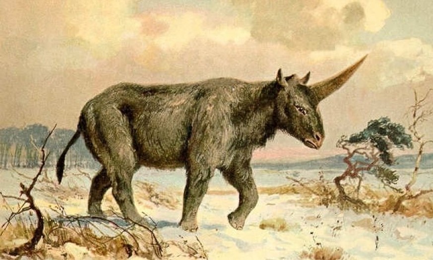 Gemälde vom «Elasmotherium sibiricum» von Heinrich Harder.