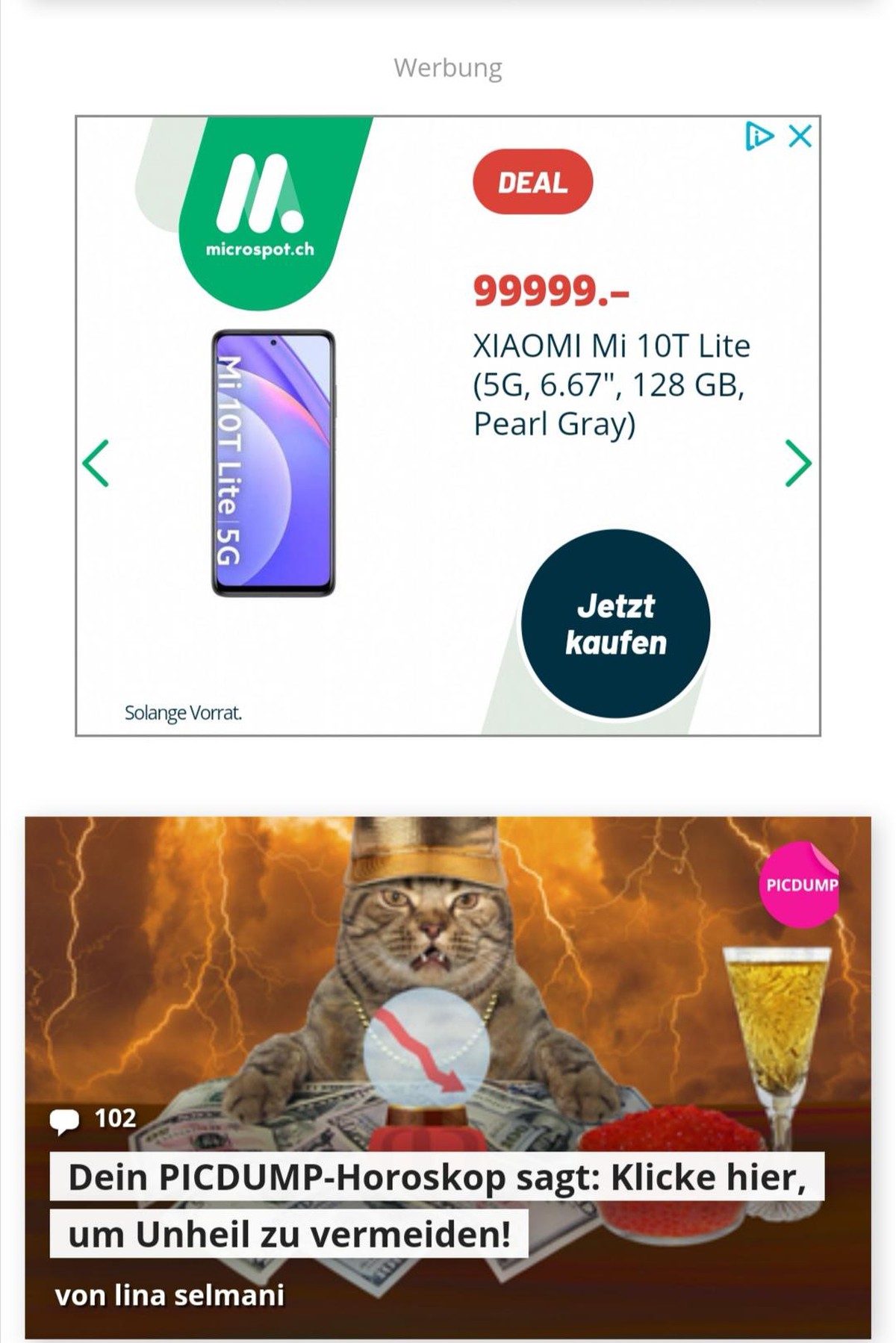 Dein PICDUMP-Horoskop sagt: Klicke hier, um Unheil zu vermeiden!\nDarfs ein Schnäppchen zum picdump sein?