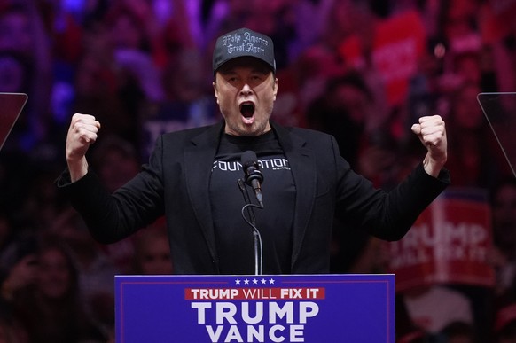 FILE - Elon Musk speaks before Republican presidential nominee former President Donald Trump at a campaign rally at Madison Square Garden, Sunday, Oct. 27, 2024, in New York. (AP Photo/Evan Vucci, Fil ...