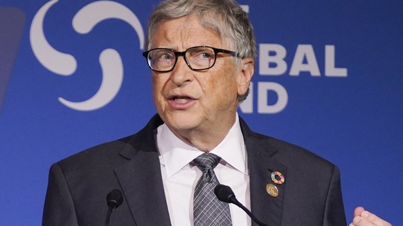 Bill Gates speaks during the Global Fund&#039;s Seventh Replenishment Conference, Wednesday, Sept. 21, 2022, in New York. (AP Photo/Evan Vucci)
Bill Gates