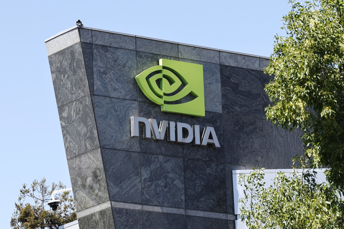 epa12139564 Exterior view and signage at Nvidia Corporation headquarter campus in Santa Clara, California, USA, 27 May 2025. Nvidia will release their earnings report at the end of the trading day on  ...