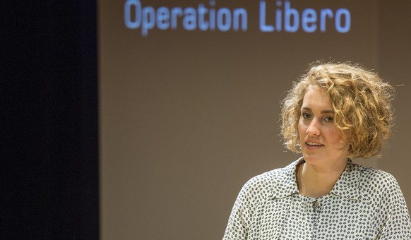 Flavia Kleiner, Co-Praesidentin Operation Libero, spricht waehrend einer Unterhaltung anlaesslich der Gespraechsreihe &quot;KKL Impuls&quot; am Donnerstag 2. Juni 2016, im KKL in Luzern. (KEYSTONE/Urs ...