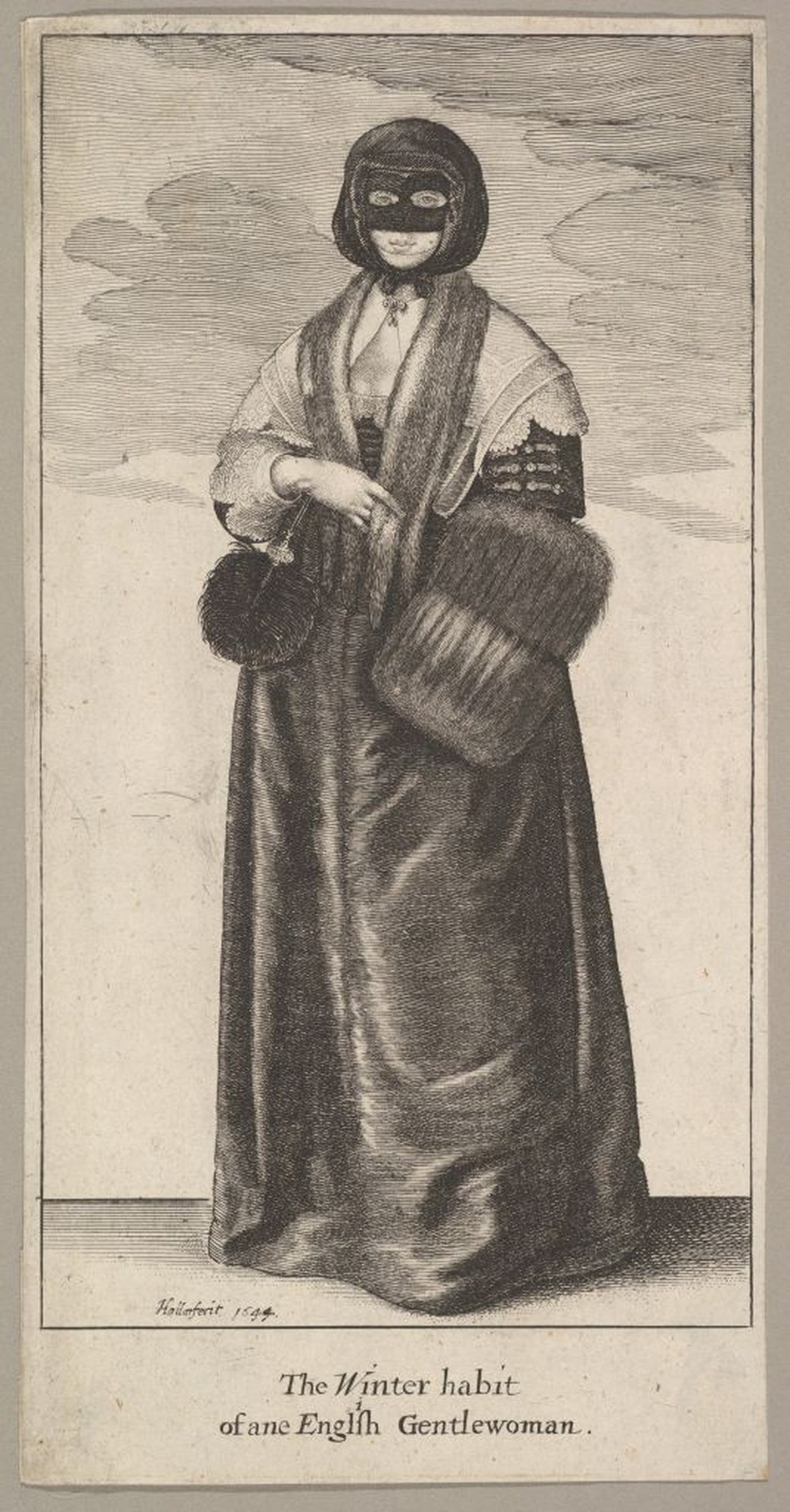 English Lady in Winter Costume (The Winter habit of ane English Gentlewoman), 1644. Artist Wenceslaus Hollar. (Photo by Heritage Art/Heritage Images via Getty Images)