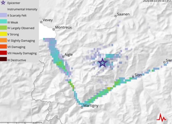 Auf der Webseite des SED sind alle gemessenen Erdbeben ersichtlich.
