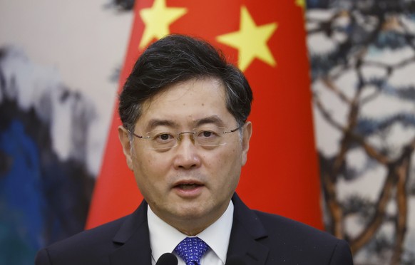 FILE - Chinese Foreign Minister Qin Gang attends a joint press conference with his Dutch counterpart Wopke Hoekstra, following their meeting in Beijing, China, on May 23, 2023. Qin is unwell and the co...