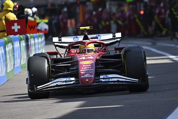Ferrari driver Lewis Hamilton of Britain steers his car during the Formula One Monaco Grand Prix race at the Monaco racetrack in Monaco, Sunday, May 25, 2025. (Gabriel Bouys/Pool Photo via AP)
Monaco ...