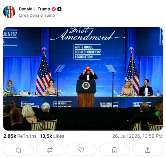 Trump Truthsocial Post: White House Correspondents Dinner