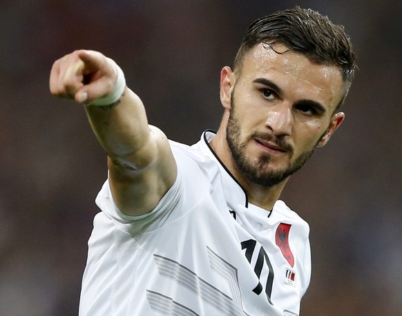 epa05368132 Armando Sadiku of Albania reacts during the UEFA EURO 2016 group A preliminary round match between France and Albania at Stade Velodrome in Marseille, France, 15 June 2016.

(RESTRICTION ...