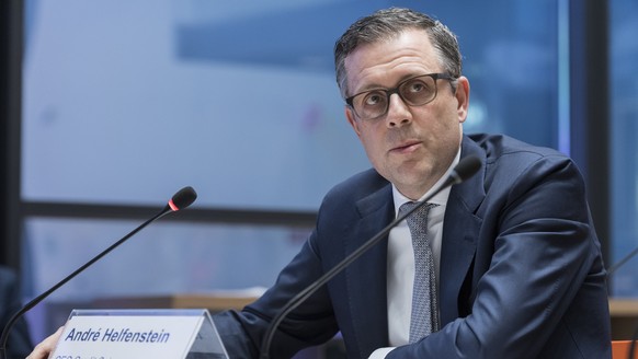 Andre Helfenstein, CEO of Credit Suisse, briefs the media about the latest economic measures to fight the Covid-19 Coronavirus pandemic, on Wednesday, March 25, 2020 in Bern, Switzerland. (KEYSTONE/Al ...