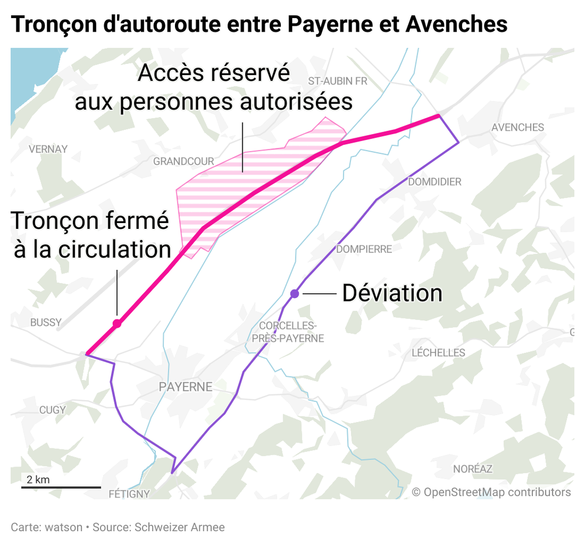 Tronçon d'autoroute fermé entre Payerne et Avenches pour que les avions se posent.
