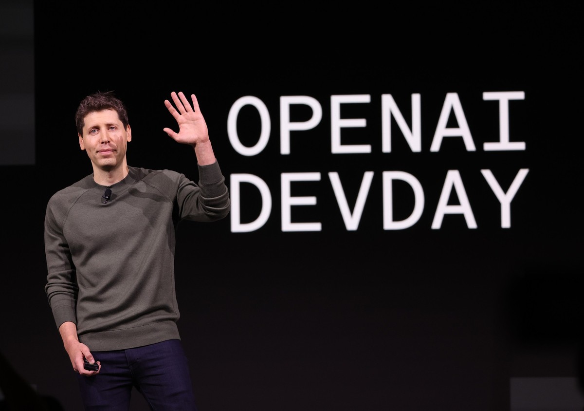 Sam Altman, ici le 6 novembre lors d'une keynote, a été débarqué par le conseil d'administration d'OpenAI. (Photo by Justin Sullivan/Getty Images)