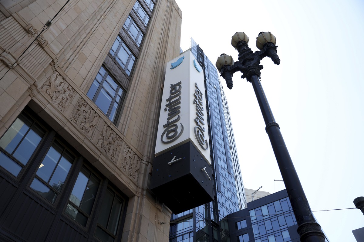 FILE - A sign is pictured outside the Twitter headquarters in San Francisco, Monday, April 25, 2022. A former Twitter employee has been convicted of failing to register as an agent for Saudi Arabia an ...