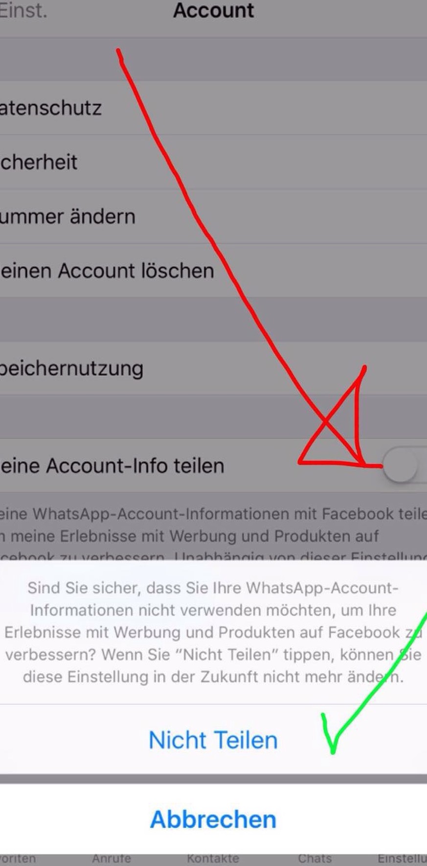 «Kann ich verhindern, dass WhatsApp meine Daten an Facebook weiterreicht?» – Antwort: NEIN