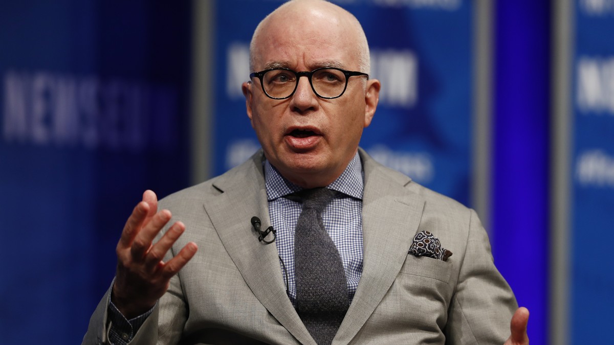 FILE - In this April 12, 2017, file photo, Michael Wolff of The Hollywood Reporter speaks at the Newseum in Washington. Wolff used to worry about the spotlight moving on. No longer. The author of an e ...