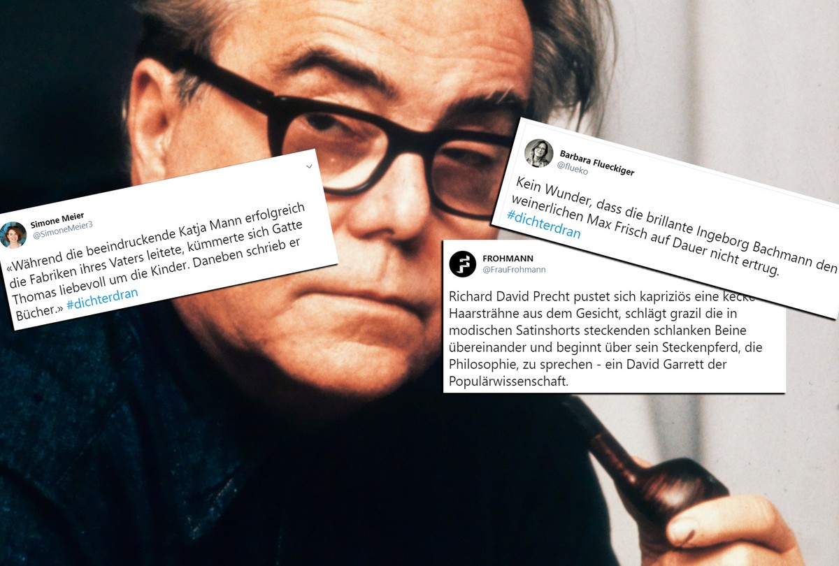 Max Frisch wird ein bisschen mit Tweets eingedeckt.