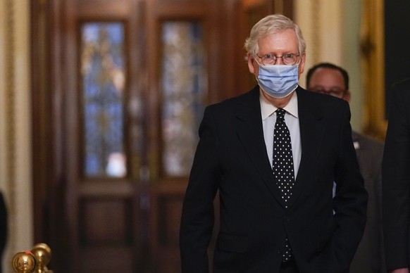 Senate Majority Leader Mitch McConnell of Ky., walks from the Senate floor to his office on Capitol Hill Wednesday, Jan. 6, 2021, in Washington. (AP Photo/Manuel Balce Ceneta)
Mitch McConnell