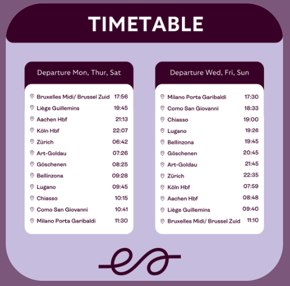 Nachtzug Brüssel Mailand durch die Schweiz