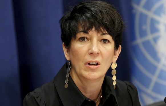 FILE - In this June 25, 2013, file photo, Ghislaine Maxwell, founder of the TerraMar Project, attends a news conference on the Issue of Oceans in Sustainable Development Goals, at United Nations headq ...