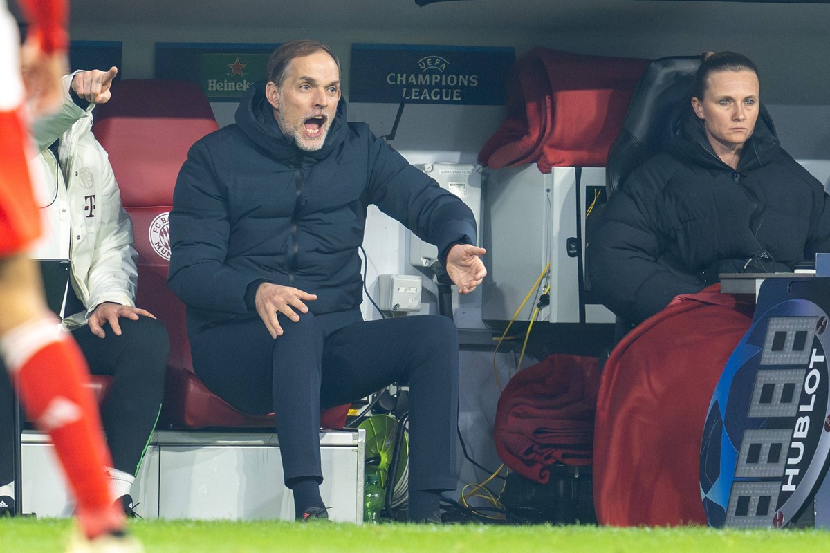 Cheftrainer Thomas Tuchel FC Bayern Muenchen, emotional, FC Bayern Muenchen vs. Lazio Rom, Fussball, UEFA Champions League Achtelfinale Rueckspiel, 05.03.2024 DFB regulations prohibit any use of photo ...