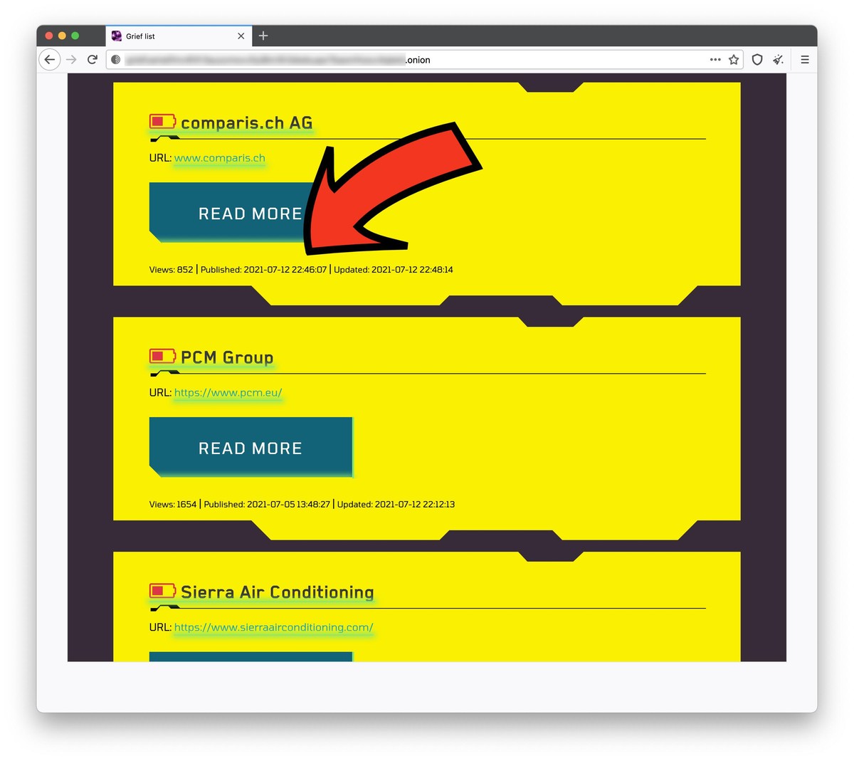 Gemäss Zeitangabe auf der Darknet-Webseite erfolgte die Veröffentlichung am 12. Juli 2021.