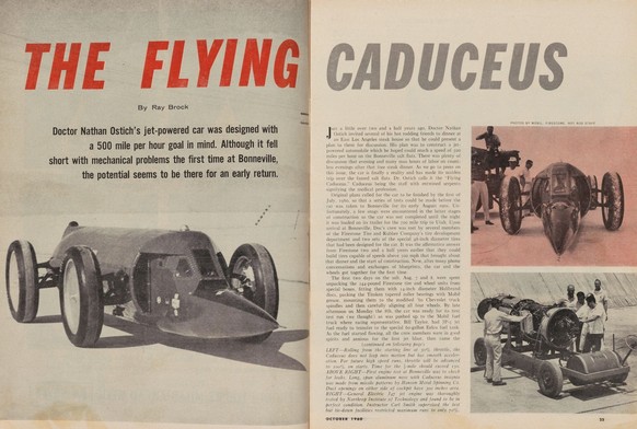 The First Pure Jet Powered Land Speed Record Car
First to Exceed 300mph
1960 Flying Caduceus Jet-Powered Land Speed Record Car 

https://cars.bonhams.com/auction/32353/lot/79/1960-flying-caduceus-jet- ...
