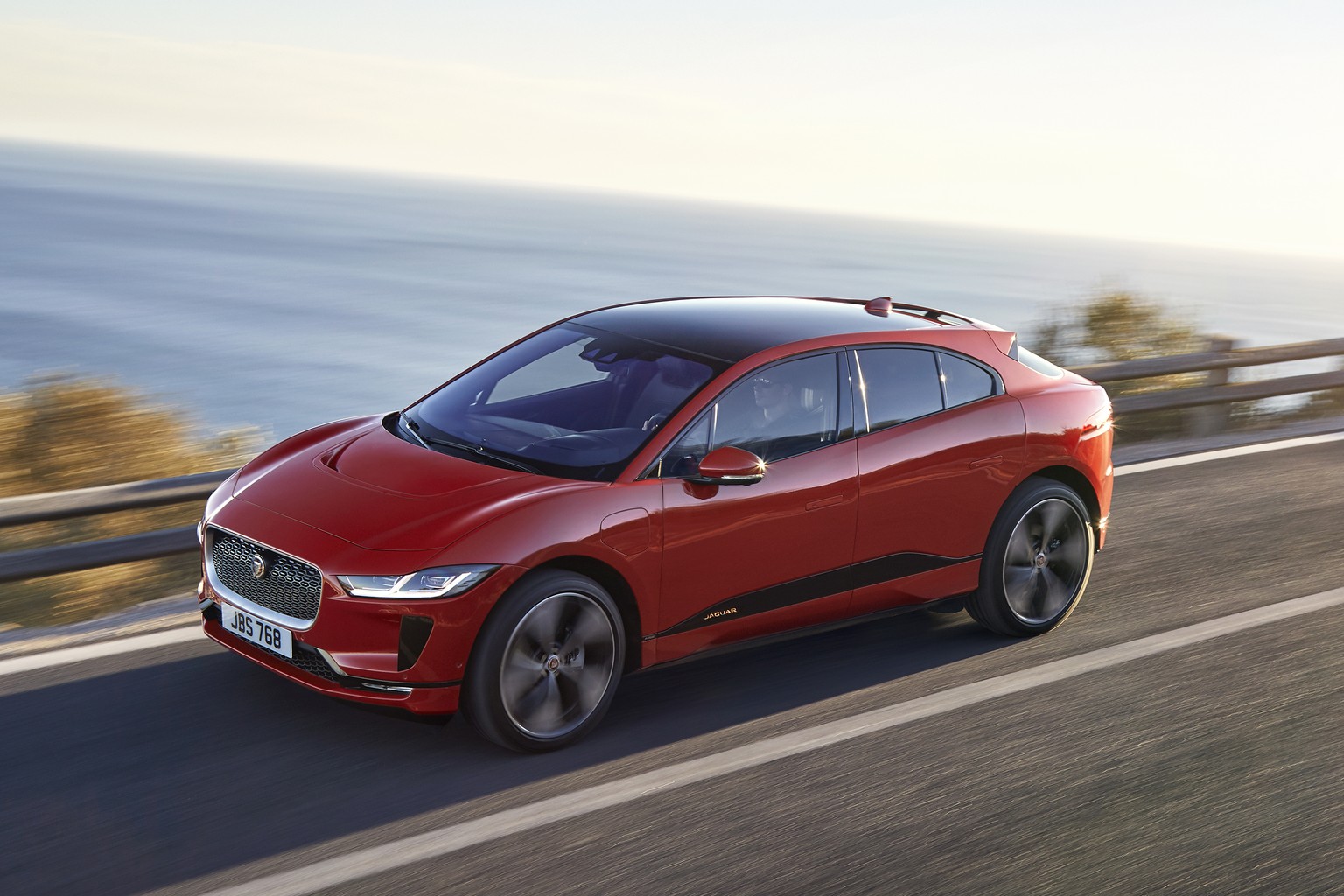 This undated photo provided by Jaguar Land Rover North America shows the 2019 Jaguar I-Pace, a fully electric small SUV that makes a compelling alternative to Tesla&#039;s electric lineup. (Courtesy o ...