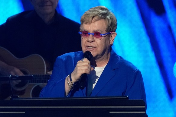 Elton John performs during the 2025 Rock and Roll Hall of Fame Induction Ceremony on Saturday, Nov. 8, 2025, at L.A. Live in Los Angeles. (AP Photo/Chris Pizzello)
Elton John