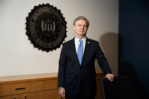 FBI Director Christopher Wray poses for a photo after an interview with The Associated Press, Monday, Dec. 9, 2019, in Washington. Wray says the problems found by the Justice Department watchdog exami ...