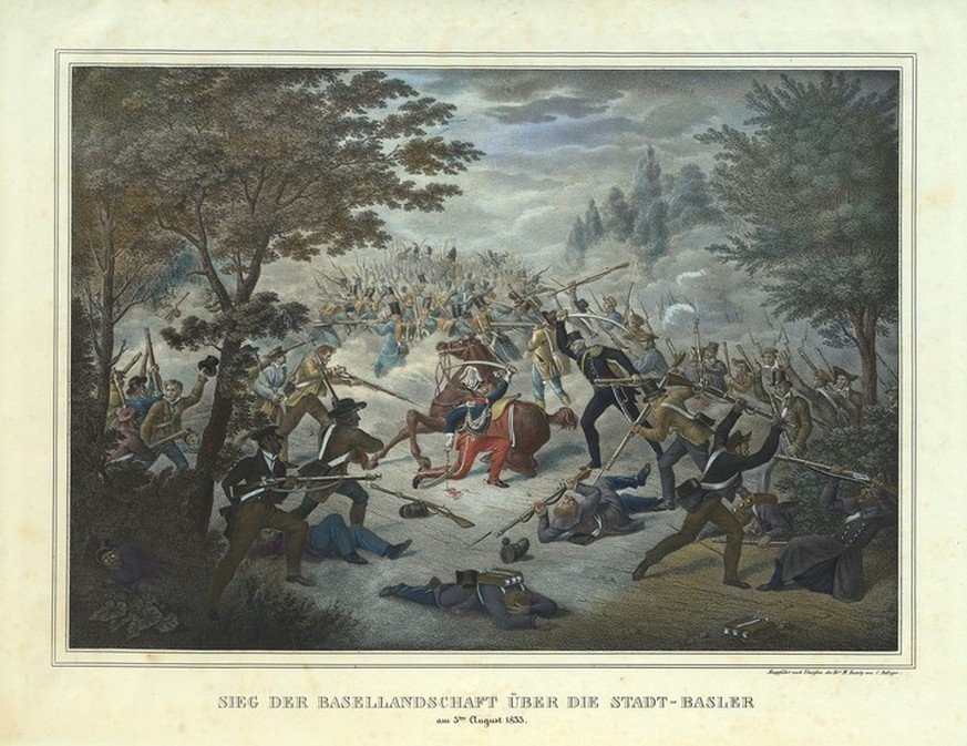 In der Nähe vom Hülftenschanz in Frenkendorf, im August 1833 ereignete sich die letzte entscheidende Schlacht zur Basler Kantonstrennung.