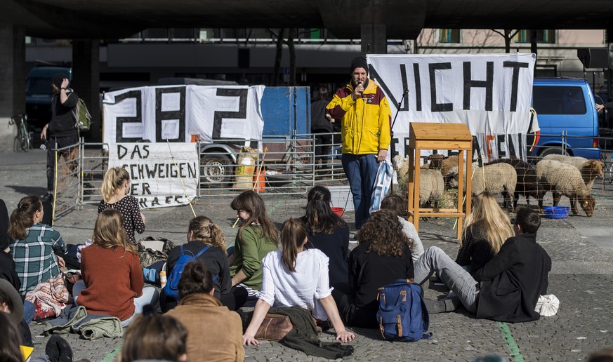 Schafe auf dem Helvetiaplatz: Am 22. Februar demonstrieren junge Menschen in Zürich gegen die Durchsetzungs-Initiative.