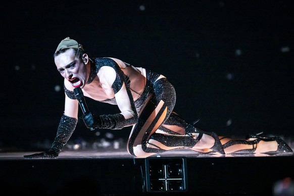 epa12108088 Switzerland&#039;s 2024 ESC winner Nemo performs during the dress rehearsal for the Grand Final of the 69th Eurovision Song Contest (ESC) in Basel, Switzerland, 16 May 2025. EPA/GEORGIOS K ...
