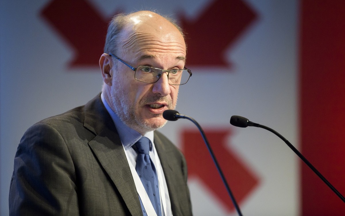 Olivier Meuwly, Historien, parle lors de la Conference nationale sur le federalisme ce jeudi 26 octobre 2017 a Montreux. (KEYSTONE/Jean-Christophe Bott)