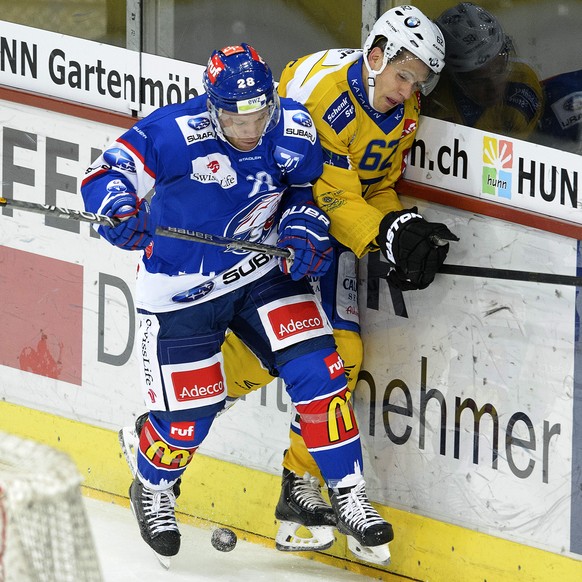 Und dann tätscht's: Keller nagelt HCD-Dubois an die Bande.