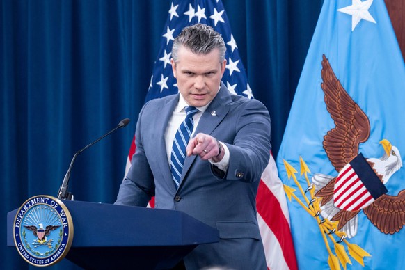 Defense Secretary Pete Hegseth takes questions from the media during a press briefing at the Pentagon, Thursday, April 16, 2026 in Washington. (AP Photo/Kevin Wolf)
Pete Hegseth