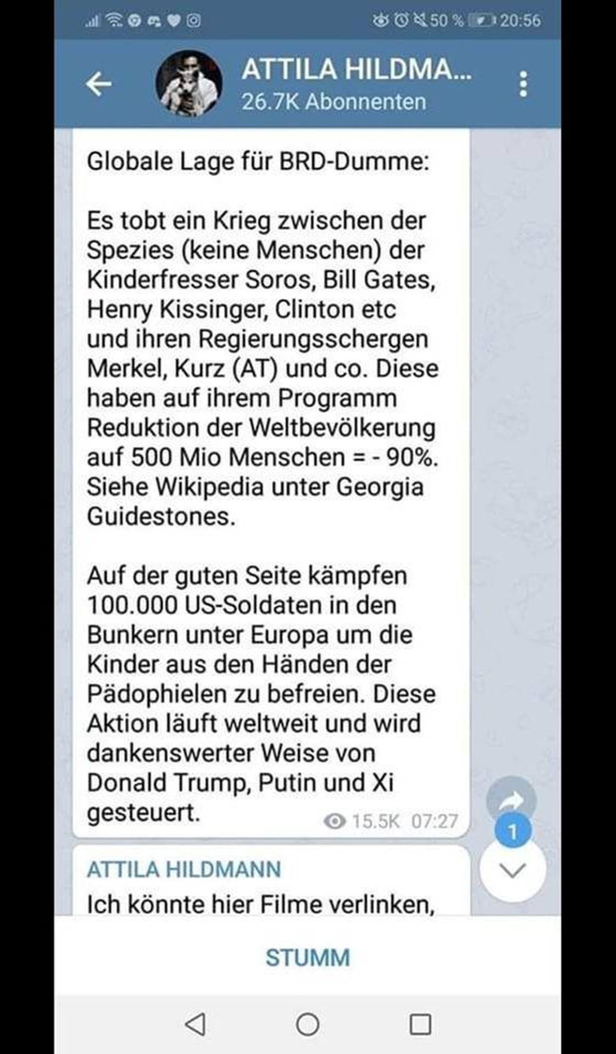 Attila Hildmann verkündet QAnon-Unfug.