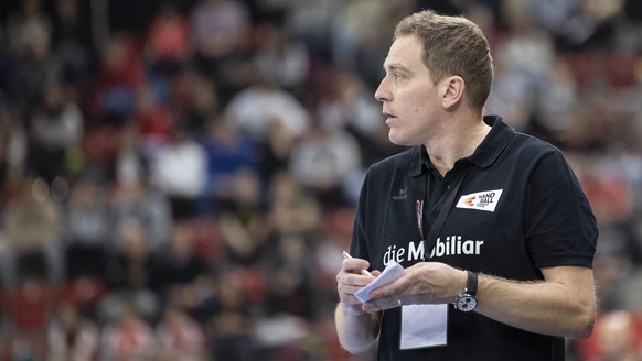 Switzerland&#039;s head coach Michael Suter during the Yellow Cup Handball game between Switzerland and Netherlands in Switzerland, Winterthur, Sunday 05 January 2020. (KEYSTONE/Ennio Leanza)