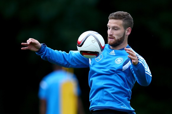 FRANKFURT AM MAIN, GERMANY - OCTOBER 08: Shkodran Mustafi controls the ball during a training session at Kleine Kampfbahn training ground on October 8, 2014 in Frankfurt am Main, Germany. (Photo by Al ...