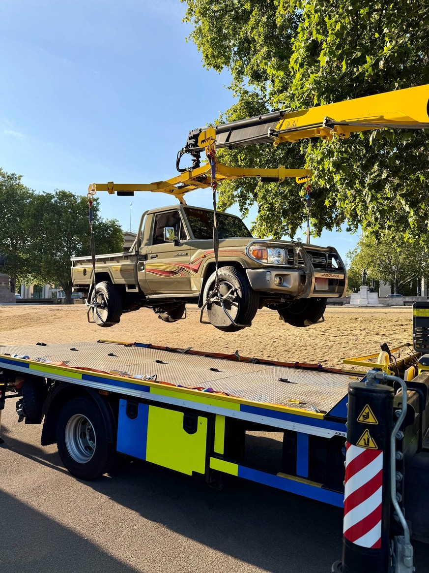EDITORS NOTE IMAGE PIXELATED AT SOURCE Undated handout photo issued by Metropolitan Police of a seized Toyota Land Cruiser. Officers from the Metropolitan Police seized 90 vehicles worth more than �8  ...